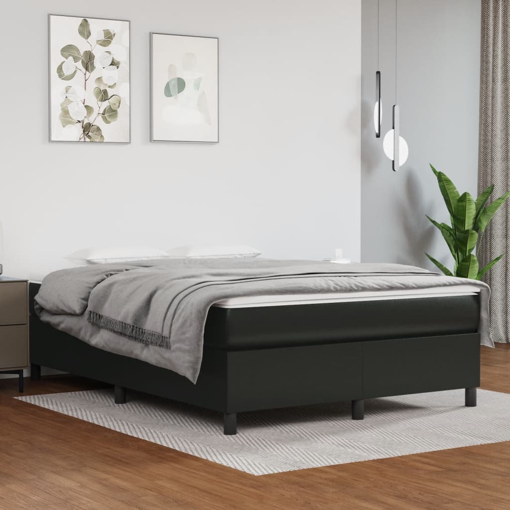 vidaXL Box Spring Bed Frame Black 59.8"x79.9" Queen Faux Leather