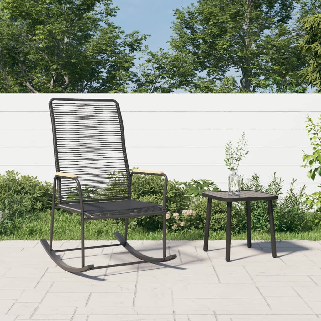 vidaXL Patio Rocking Chair Black 23.2"x31.3"x40.9" PVC Rattan