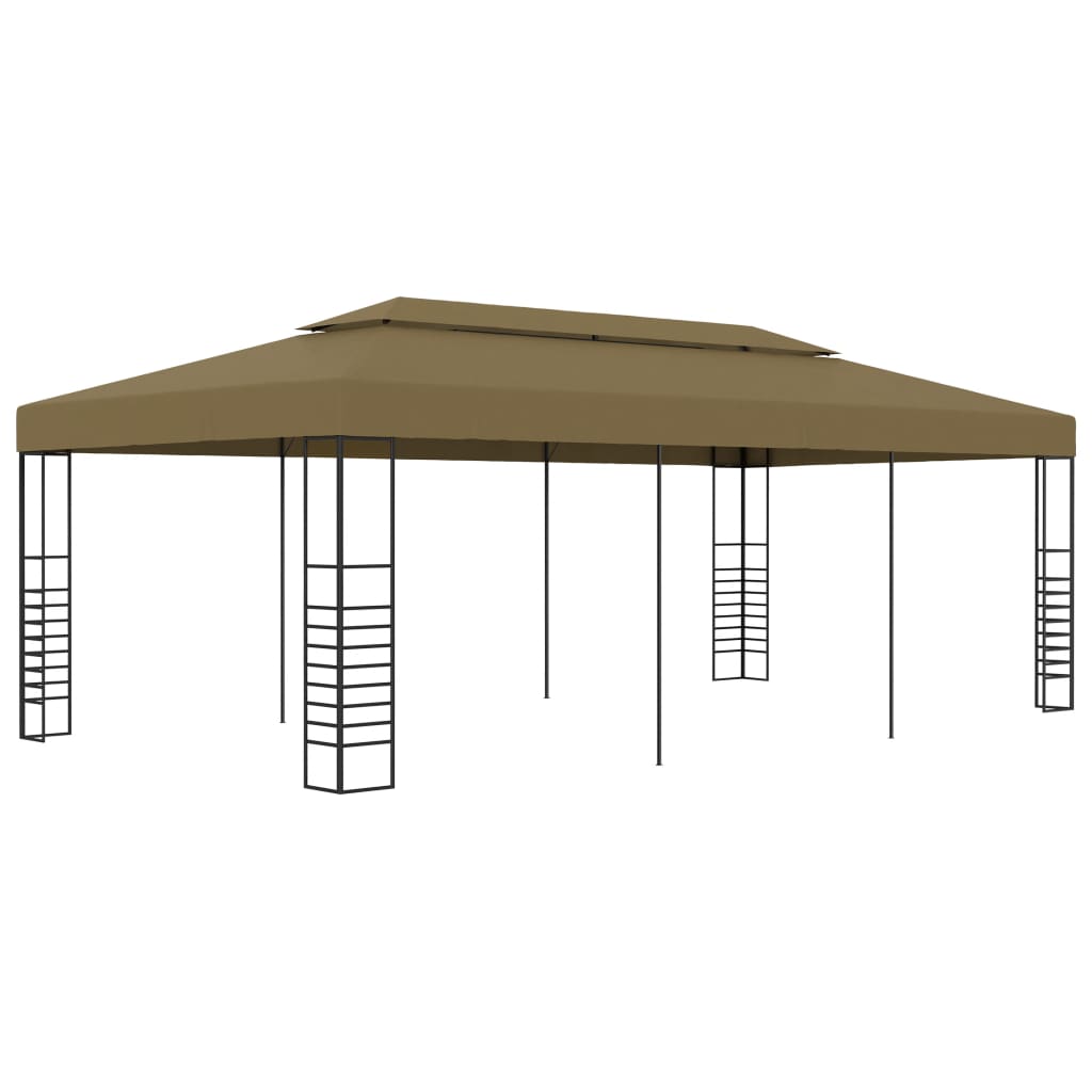 vidaXL Garden Gazebo 19.7'x9.8'x8.9' Taupe 0.6 oz/ft2