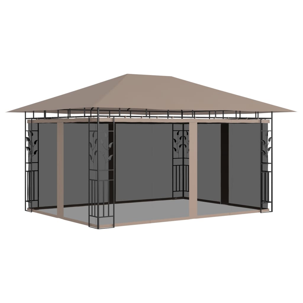 vidaXL Gazebo with Mosquito Net 13.1'x9.8'x9' Taupe 0.6 oz/ft2