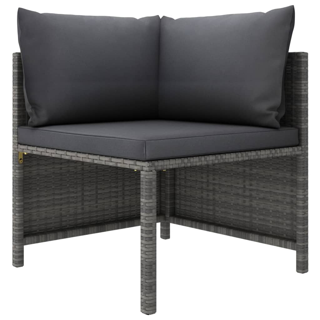 vidaXL Sectional Corner Sofa with Cushions Gray Poly Rattan