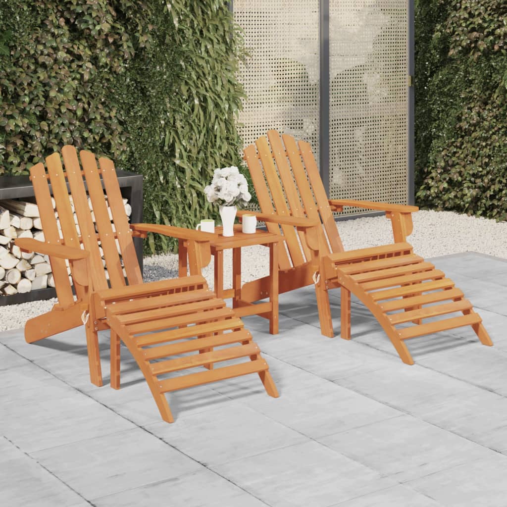 vidaXL Patio Adirondack Chairs with Footrests 2 pcs Solid Wood Acacia