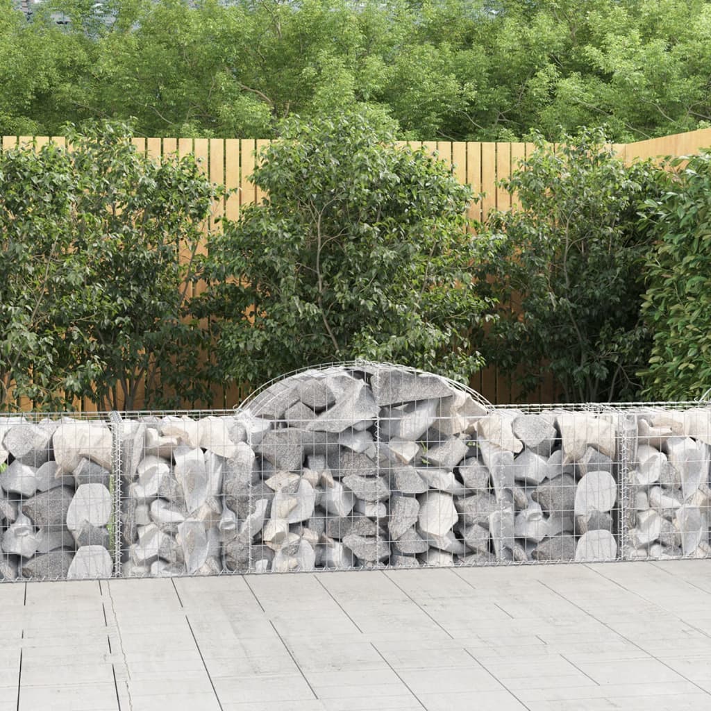 vidaXL Arched Gabion Baskets 2 pcs 78.7"x19.7"x23.6"/31.5" Galvanized Iron