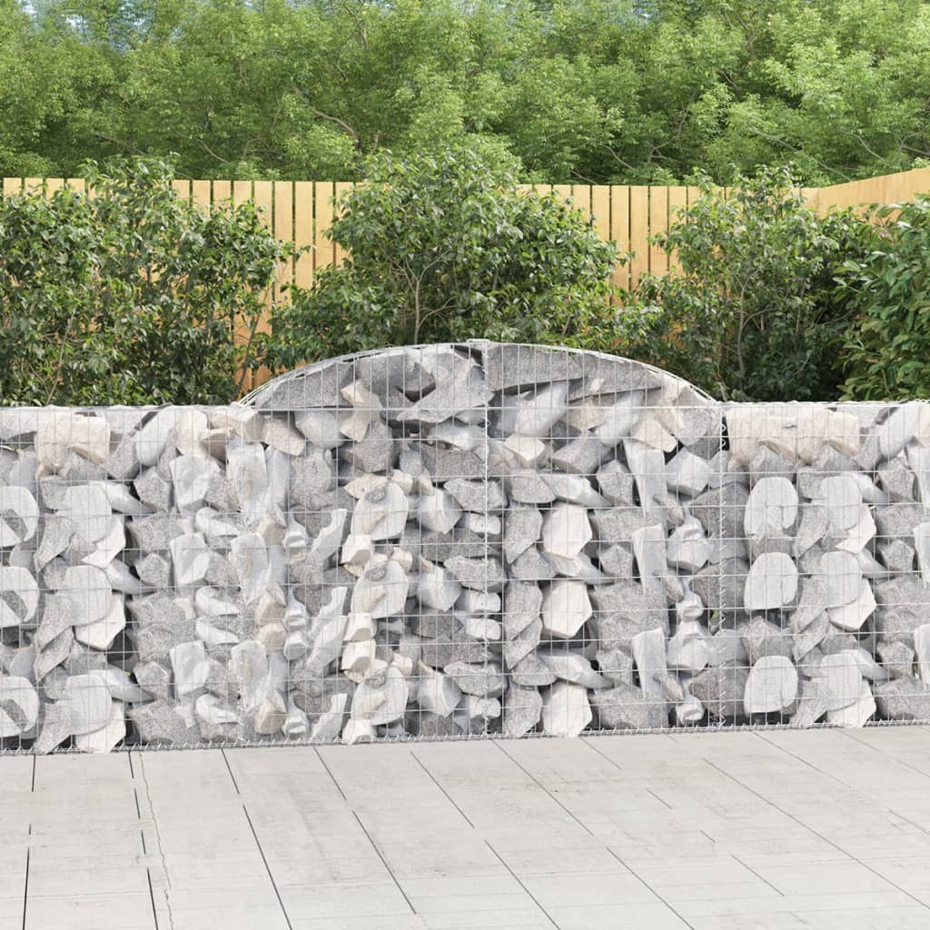 vidaXL Arched Gabion Baskets 2 pcs 118.1"x11.8"x39.4"/47.2" Galvanized Iron