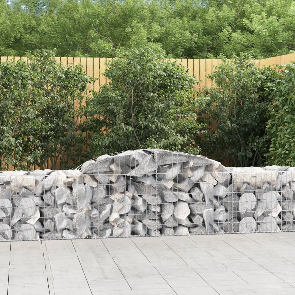 vidaXL Arched Gabion Baskets 2 pcs 118.1"x19.7"x23.6"/31.5" Galvanized Iron