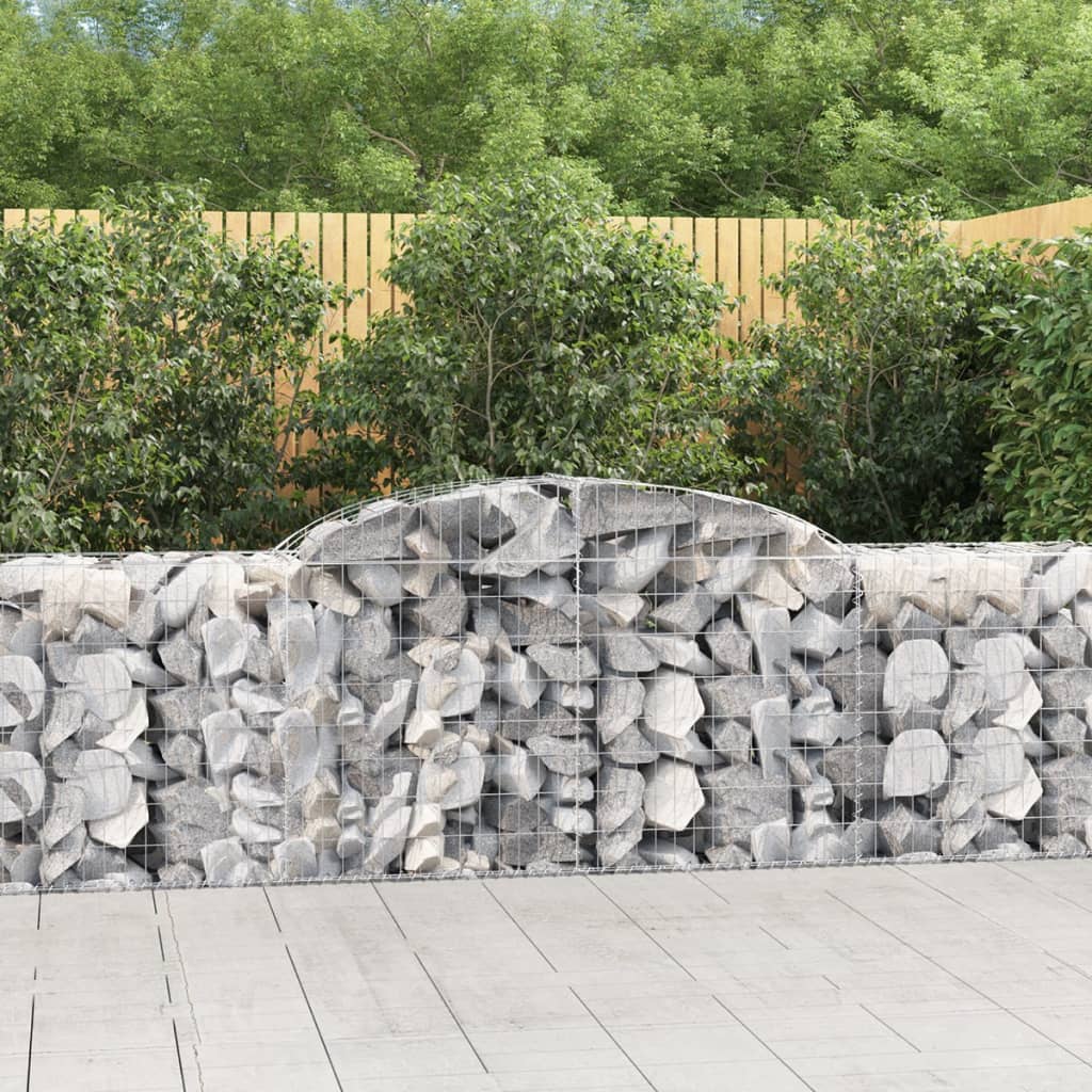 vidaXL Arched Gabion Baskets 2 pcs 118.1"x19.7"x31.5"/39.4" Galvanized Iron