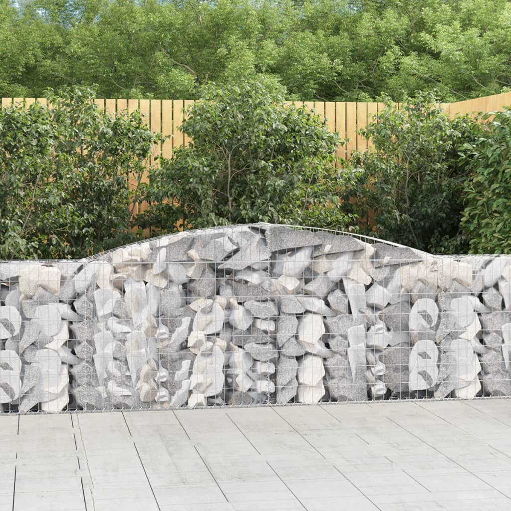 vidaXL Arched Gabion Baskets 2 pcs 157.5"x11.8"x31.5"/39.4" Galvanized Iron