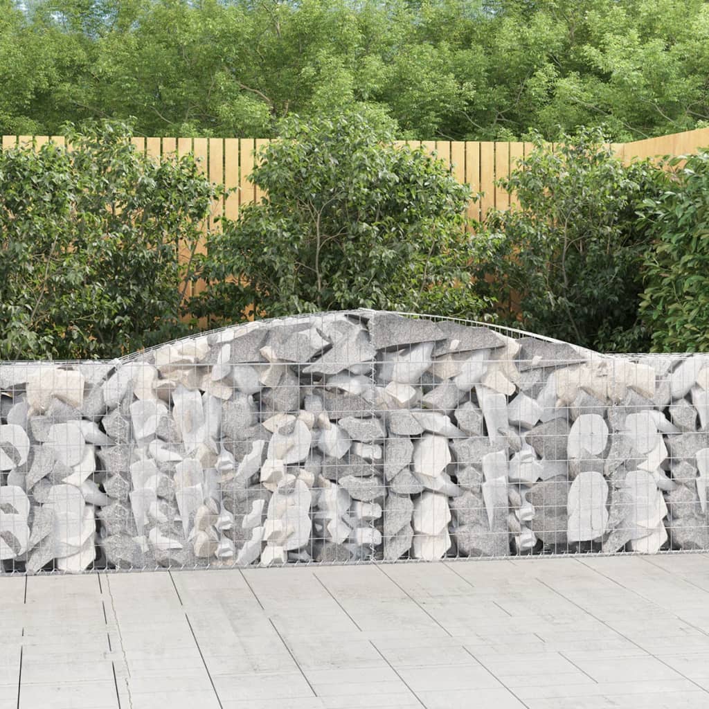 vidaXL Arched Gabion Baskets 3 pcs 157.5"x11.8"x39.4"/47.2" Galvanized Iron