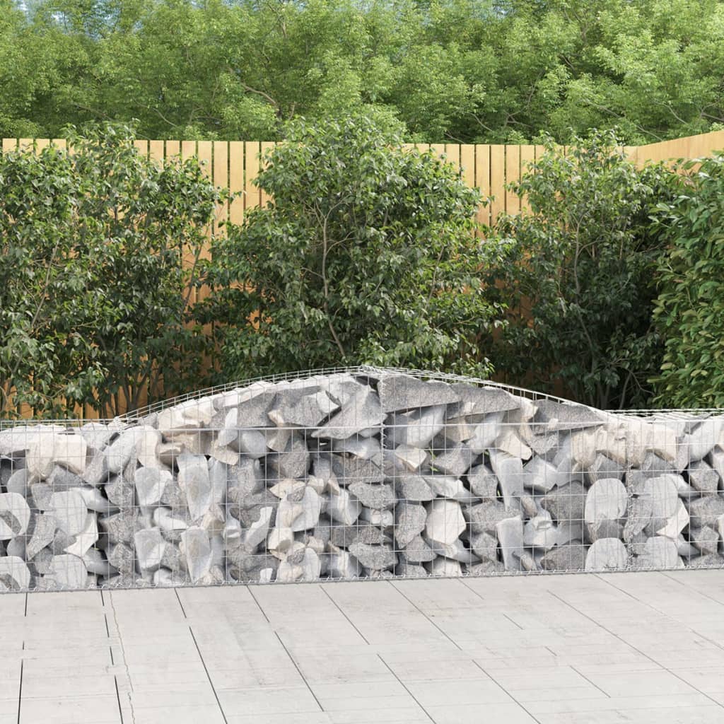 vidaXL Arched Gabion Baskets 2 pcs 157.5"x19.7"x23.6"/31.5" Galvanized Iron