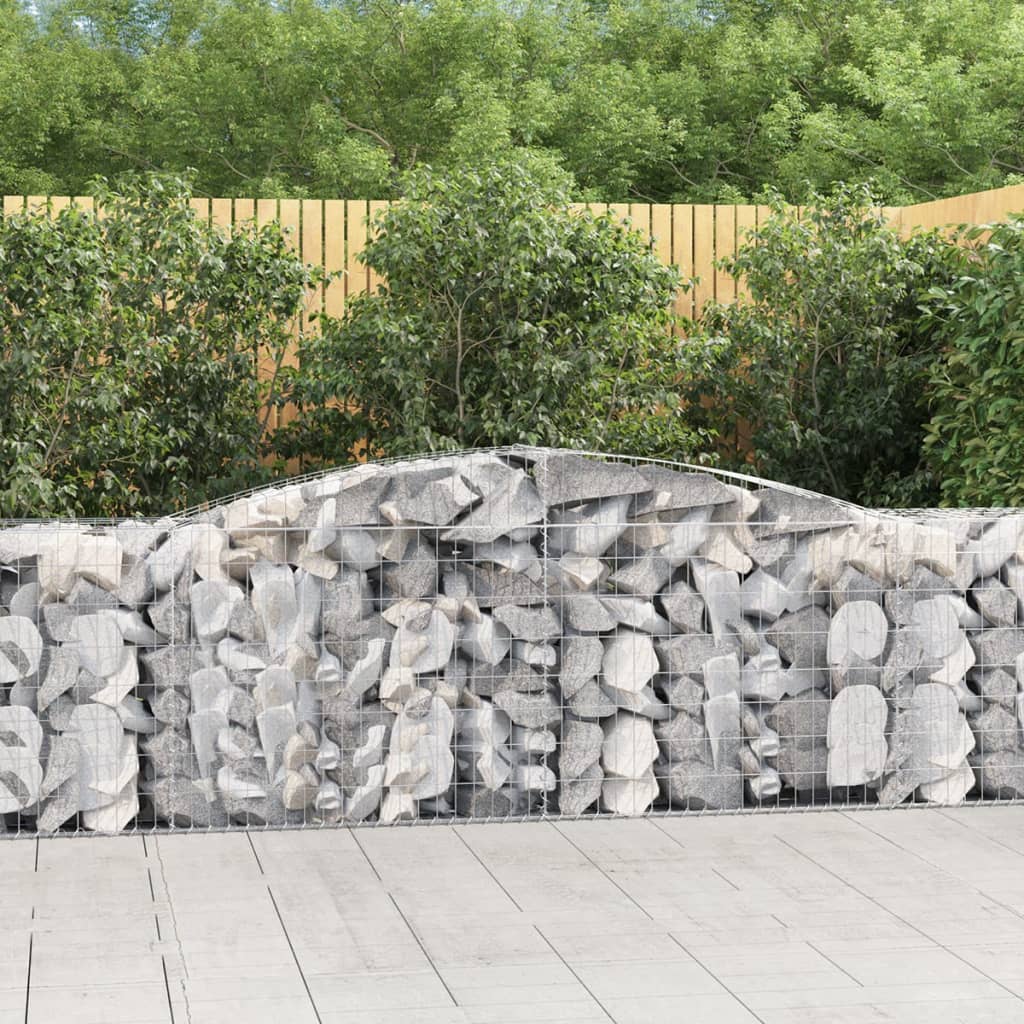 vidaXL Arched Gabion Baskets 2 pcs 157.5"x19.7"x31.5"/39.4" Galvanized Iron