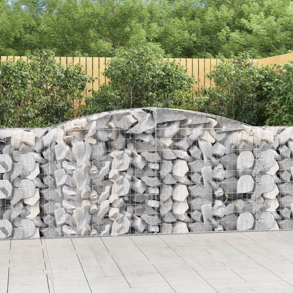 vidaXL Arched Gabion Baskets 2 pcs 157.5"x19.7"x39.4"/47.2" Galvanized Iron