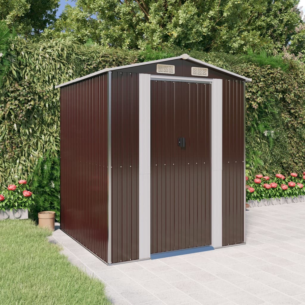 vidaXL Garden Shed Dark Brown 75.6"x75.2"x87.8" Galvanized Steel