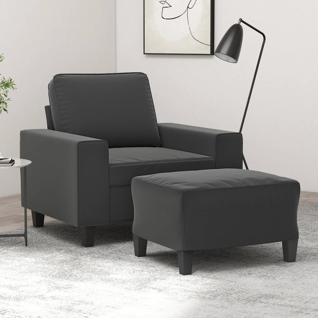 vidaXL Sofa Chair with Footstool Dark Gray 23.6" Microfiber Fabric