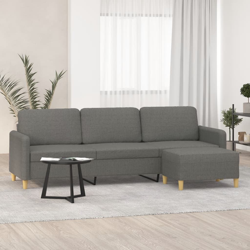 vidaXL 3-Seater Sofa with Footstool Dark Gray 82.7" Fabric