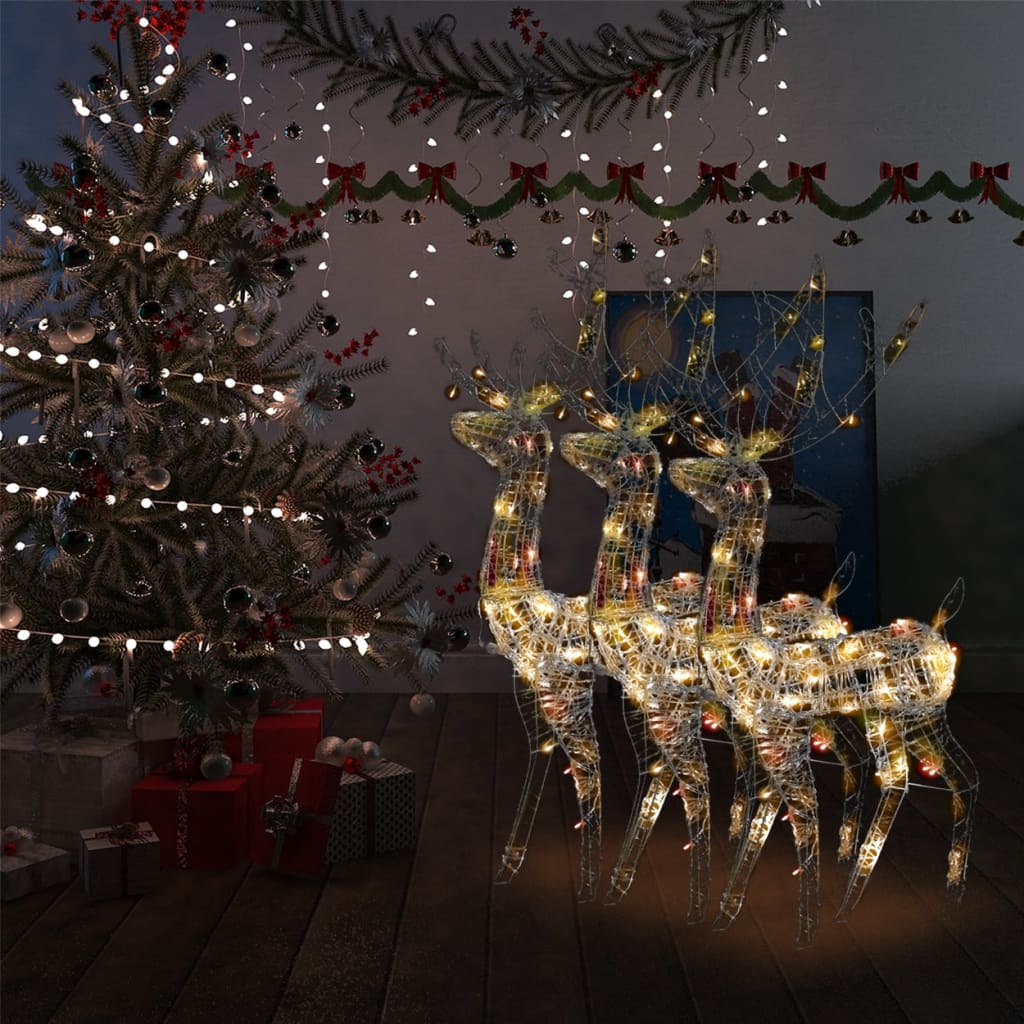 vidaXL Acrylic Reindeer Christmas Decorations 3 pcs 47.2" Multicolor