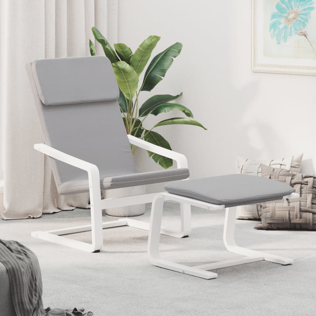 vidaXL Relaxing Chair with Footstool Light Gray Fabric