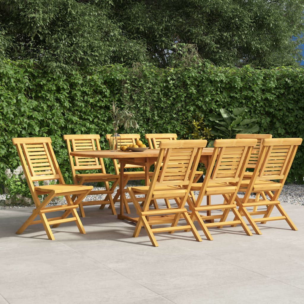 vidaXL Folding Patio Chairs 8 pcs 18.5"x24.8"x35.4" Solid Wood Teak