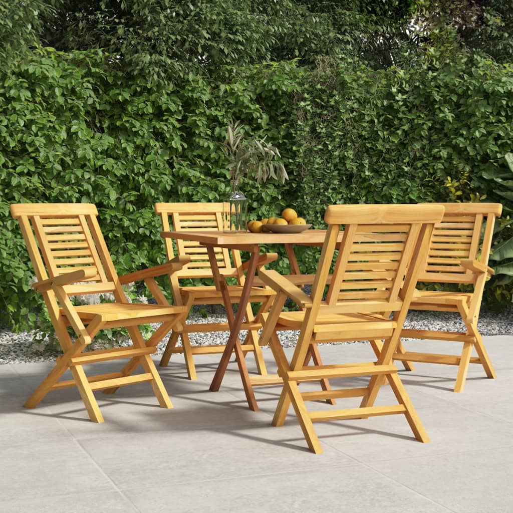 vidaXL Folding Patio Chairs 4 pcs 22"x24.8"x35.4" Solid Wood Teak