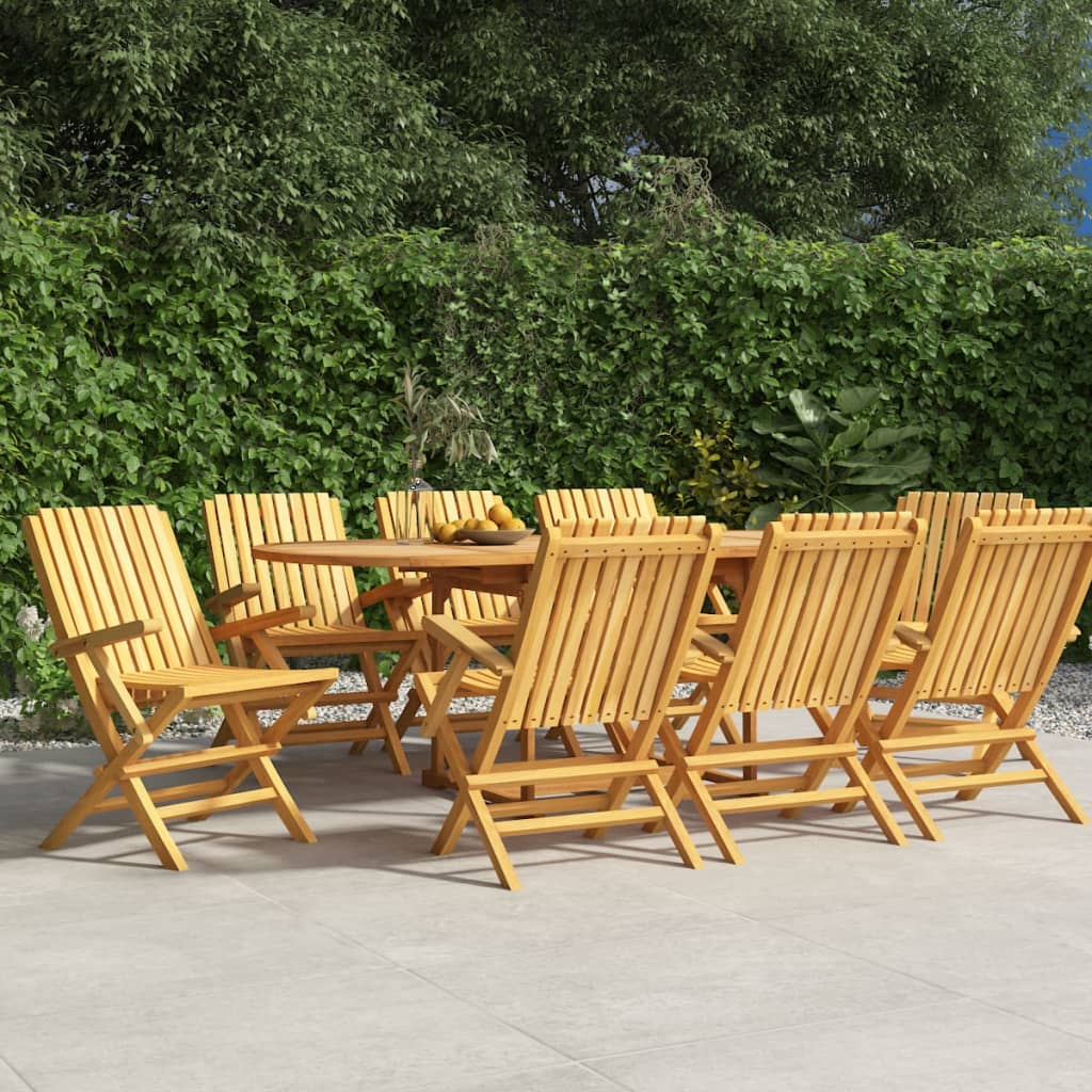 vidaXL Folding Patio Chairs 8 pcs 24"x26.4"x35.4" Solid Wood Teak