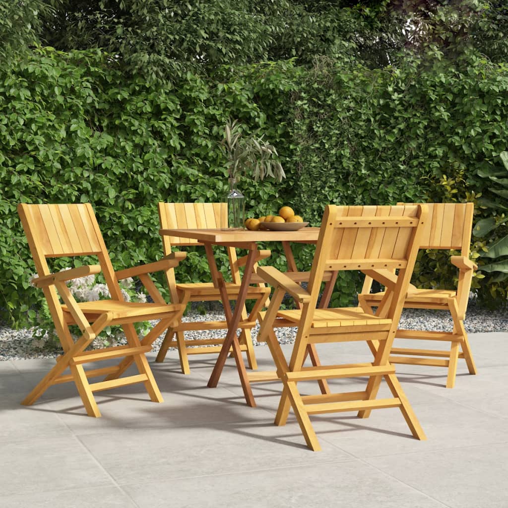 vidaXL Folding Patio Chairs 4 pcs 21.7"x24"x35.4" Solid Wood Teak