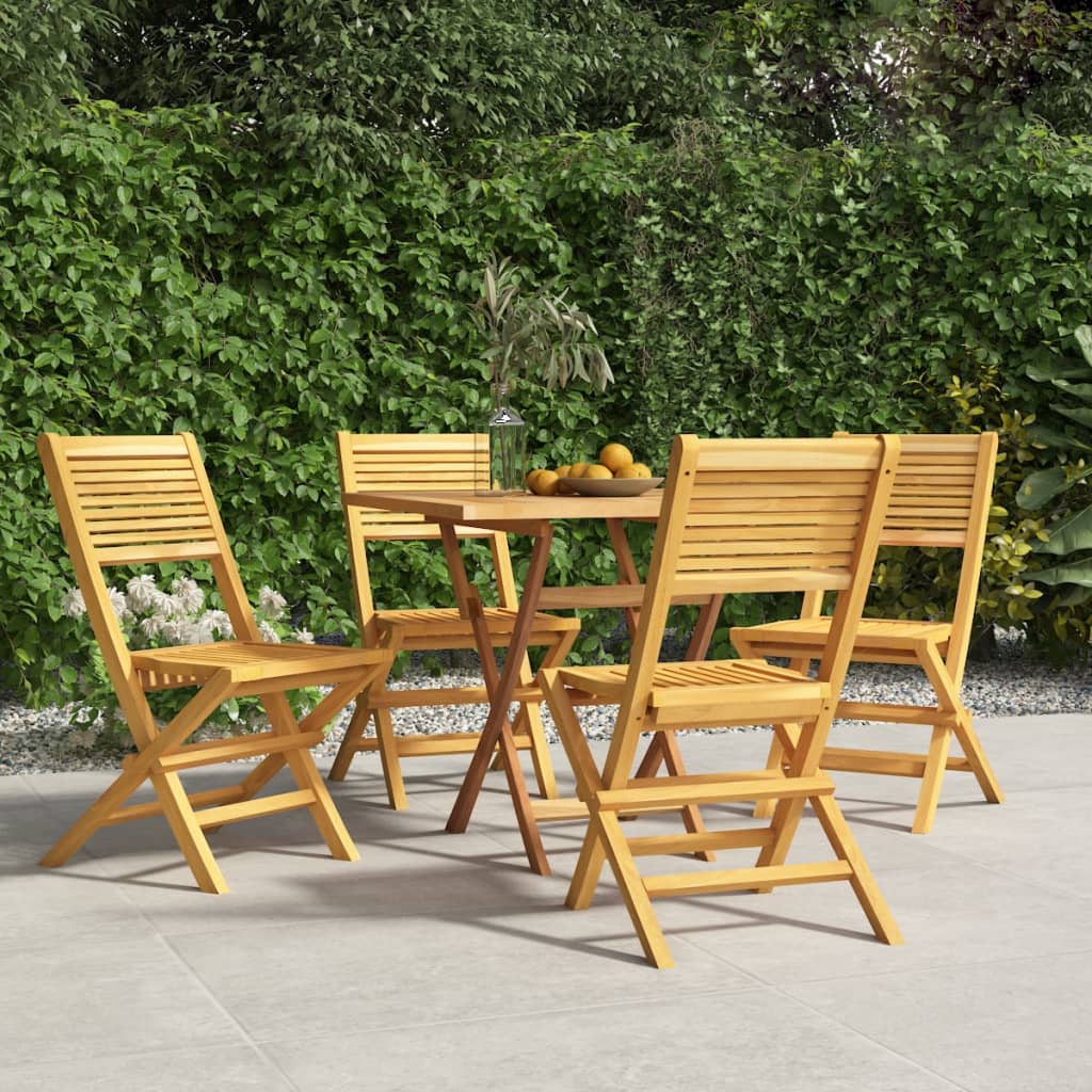 vidaXL Folding Patio Chairs 4 pcs 18.5"x24.4"x35.4" Solid Wood Teak