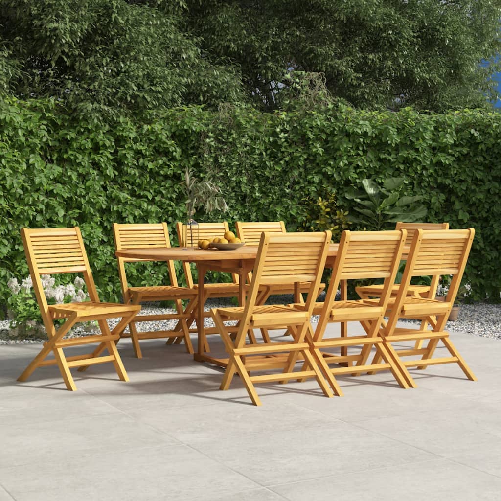 vidaXL Folding Patio Chairs 8 pcs 18.5"x24.4"x35.4" Solid Wood Teak