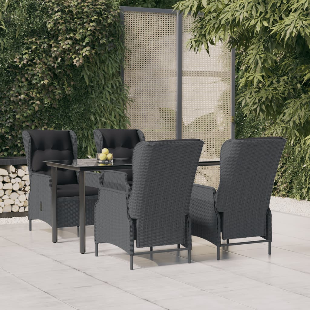 vidaXL 5 Piece Patio Dining Set Dark Gray Poly Rattan