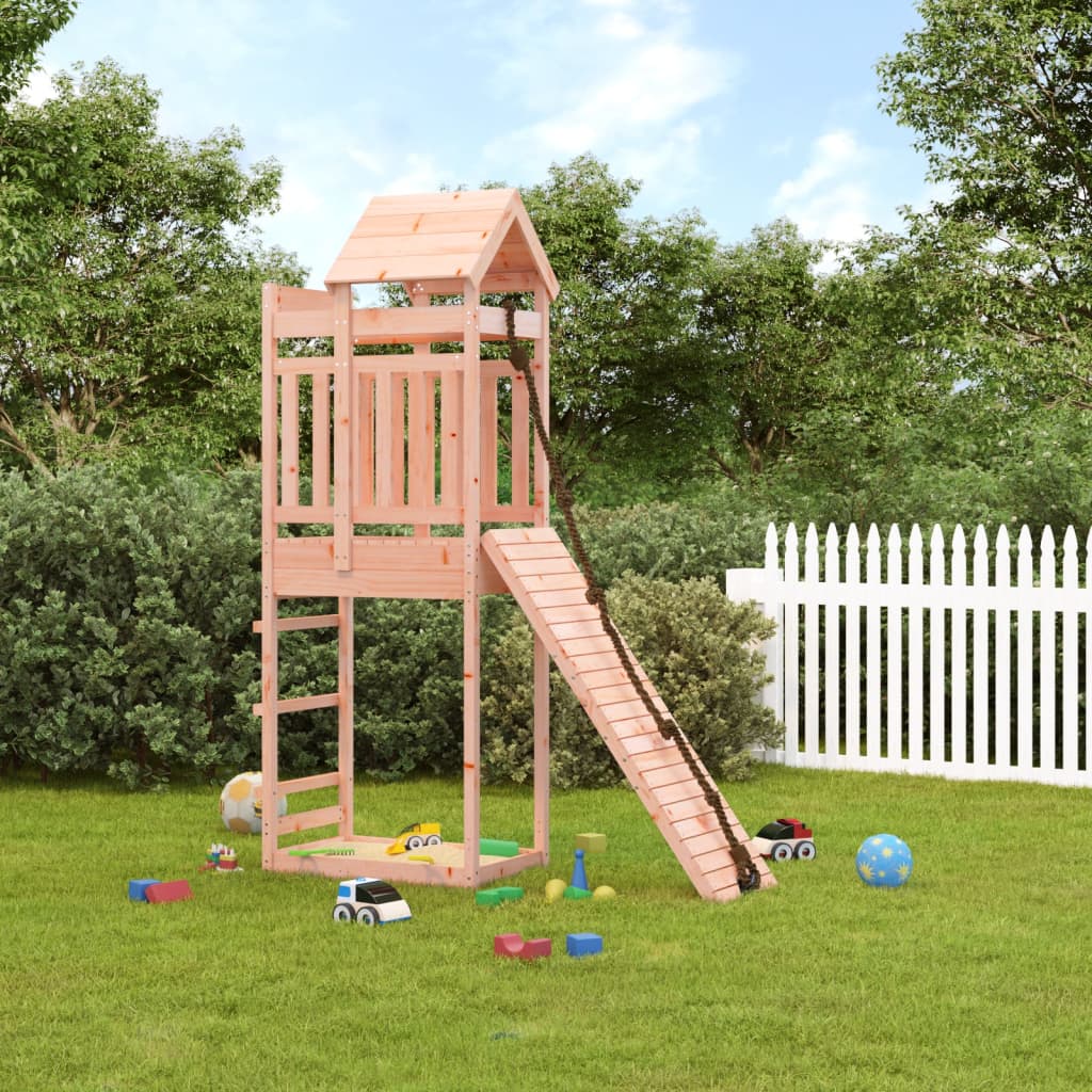 vidaXL Playhouse with Climbing Wall Solid Wood Douglas