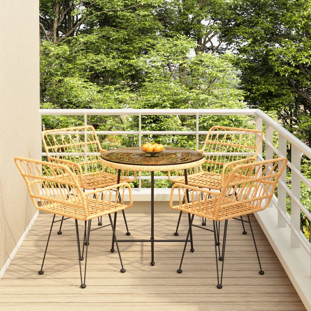 vidaXL 5 Piece Patio Dining Set Poly Rattan