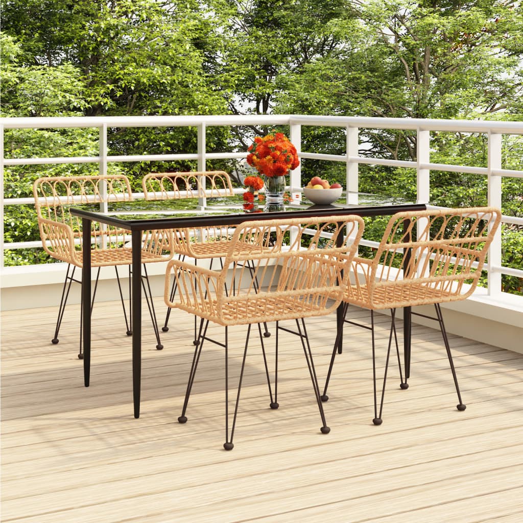 vidaXL 5 Piece Patio Dining Set Poly Rattan