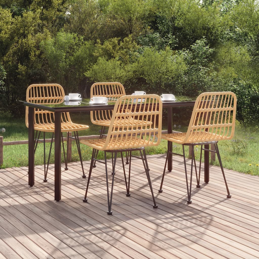 vidaXL 5 Piece Patio Dining Set Poly Rattan