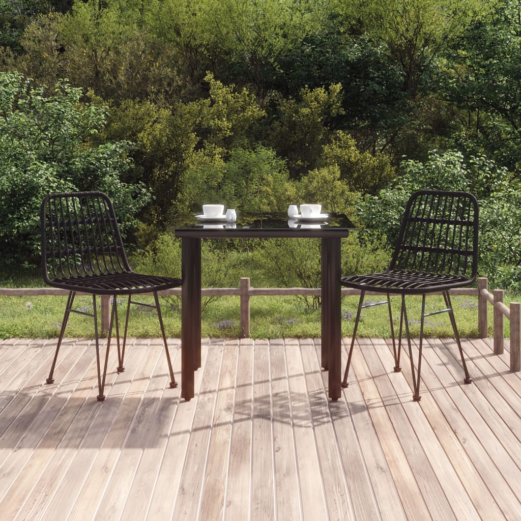 vidaXL 3 Piece Patio Dining Set Black Poly Rattan