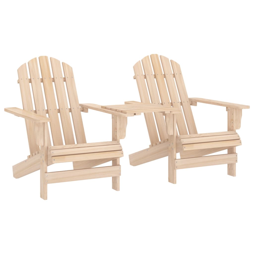 vidaXL Patio Adirondack Chairs with Tea Table Solid Fir Wood