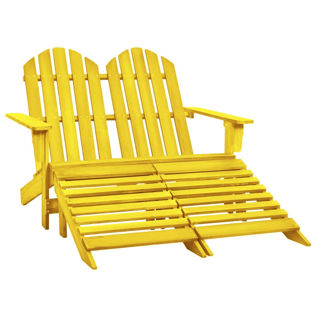 vidaXL 2-Seater Patio Adirondack Chair&Ottoman Fir Wood Yellow