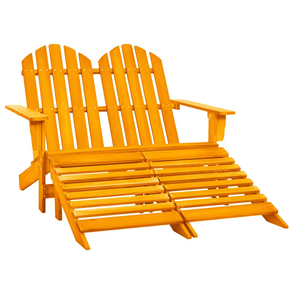 vidaXL 2-Seater Patio Adirondack Chair&Ottoman Fir Wood Orange