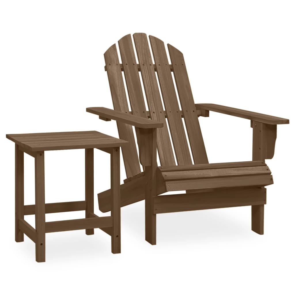 vidaXL Patio Adirondack Chair with Table Solid Fir Wood Brown