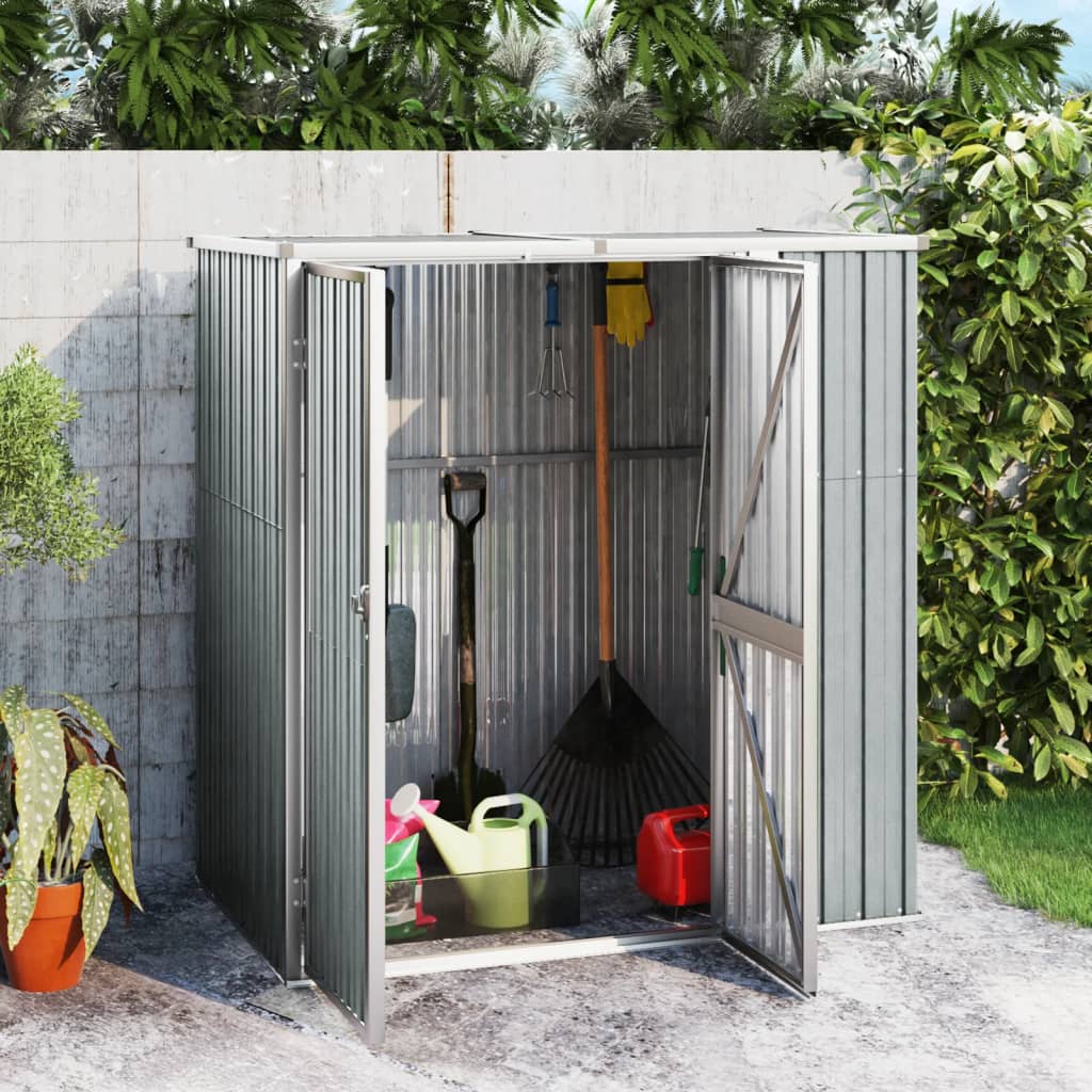 vidaXL Garden Tool Shed Gray 63.4"x35"x63.4" Galvanized Steel