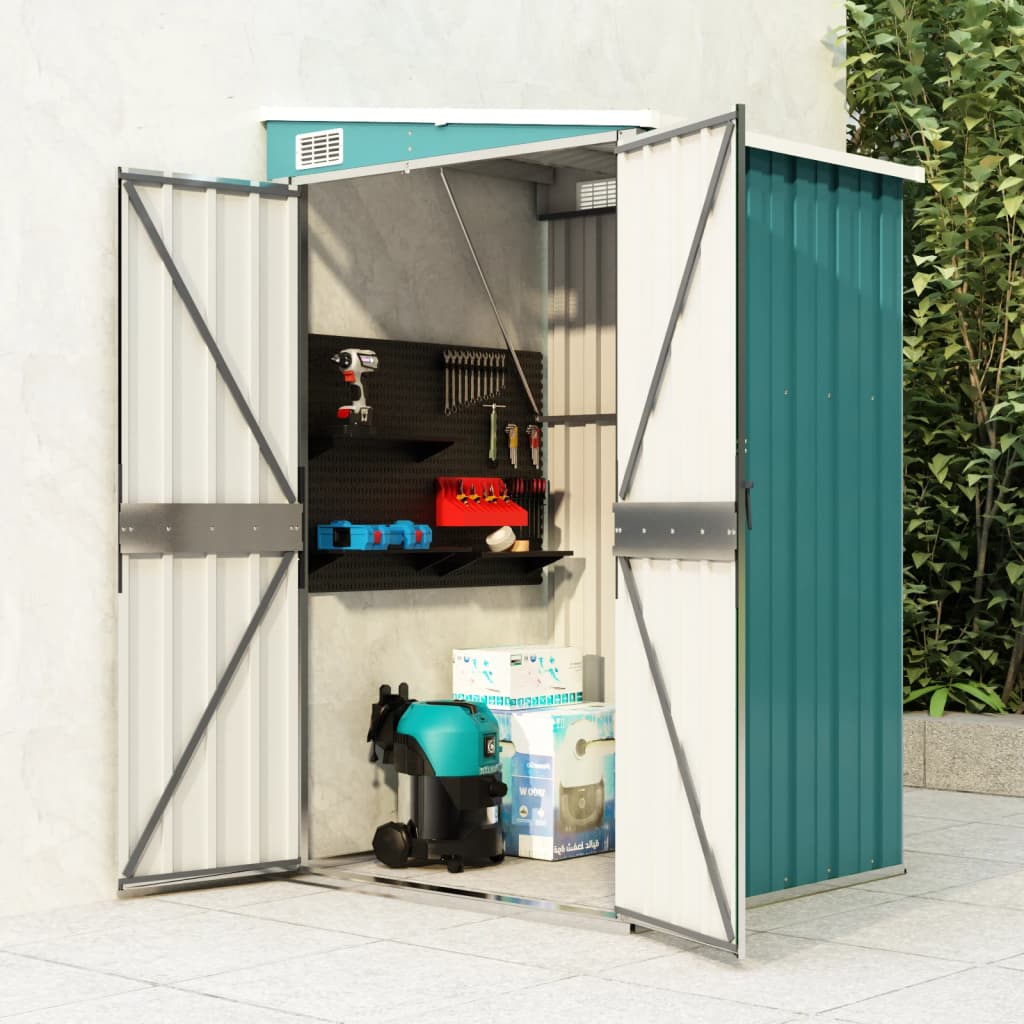 vidaXL Wall-mounted Garden Shed Green 46.5"x39.4"x70.1" Galvanized Steel