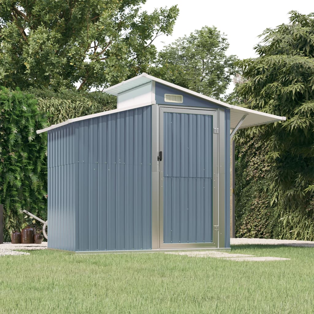 vidaXL Garden Shed Gray 106.3"x51.2"x82.1" Galvanized Steel