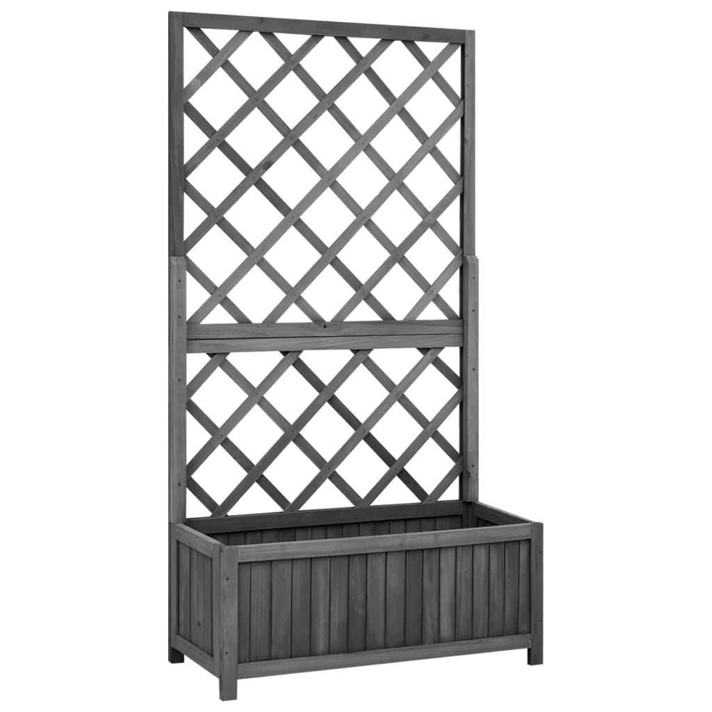 vidaXL Garden Trellis Planter Black 27.6"x11.8"x53.1" Solid Firwood