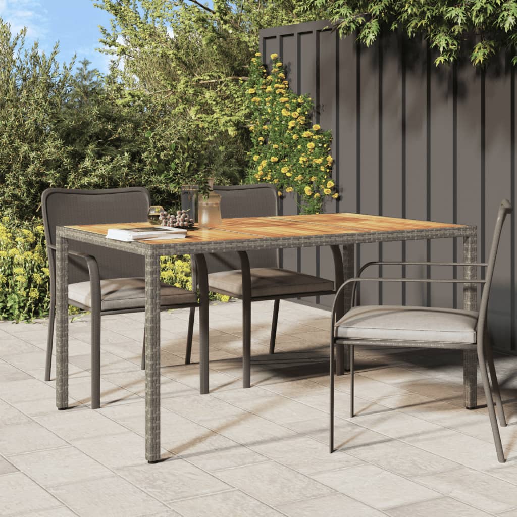 vidaXL Patio Table 59.1"x35.4"x29.5" Poly Rattan and Acacia Wood Gray