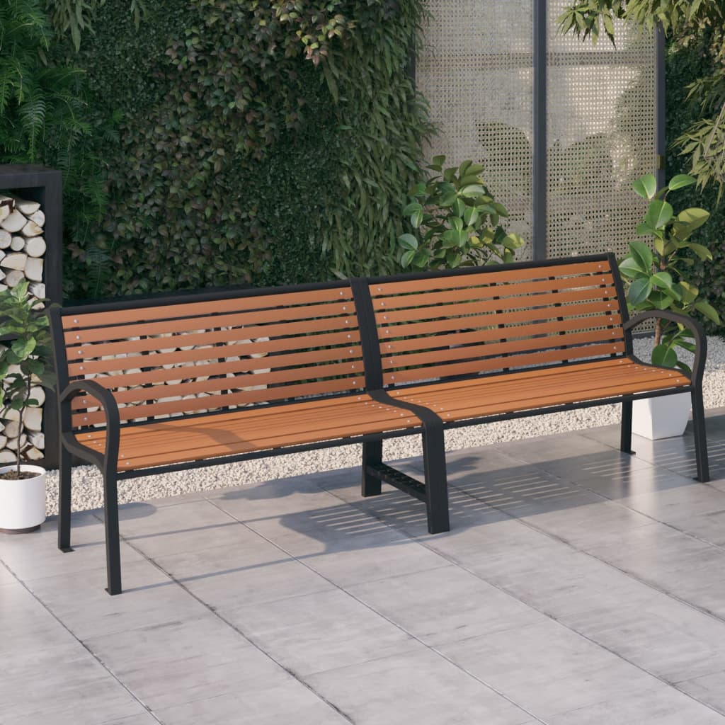 vidaXL Twin Patio Bench 98.8" Steel and WPC