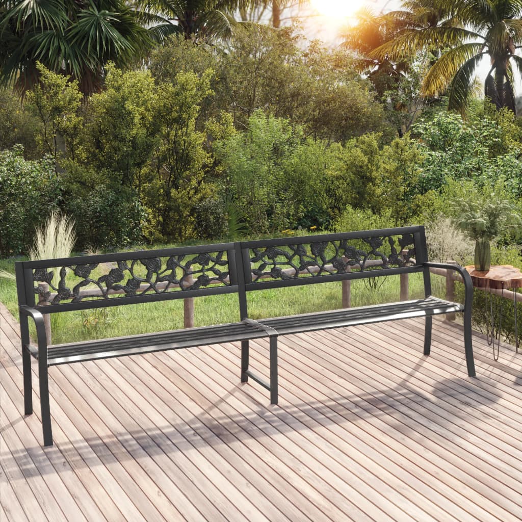 vidaXL Twin Patio Bench 96.9" Black Steel