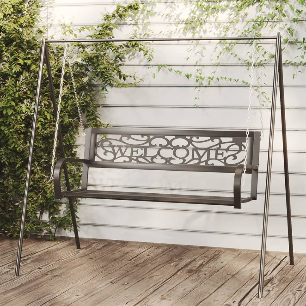 vidaXL Patio Swing Bench 49.2" Steel and Plastic Black