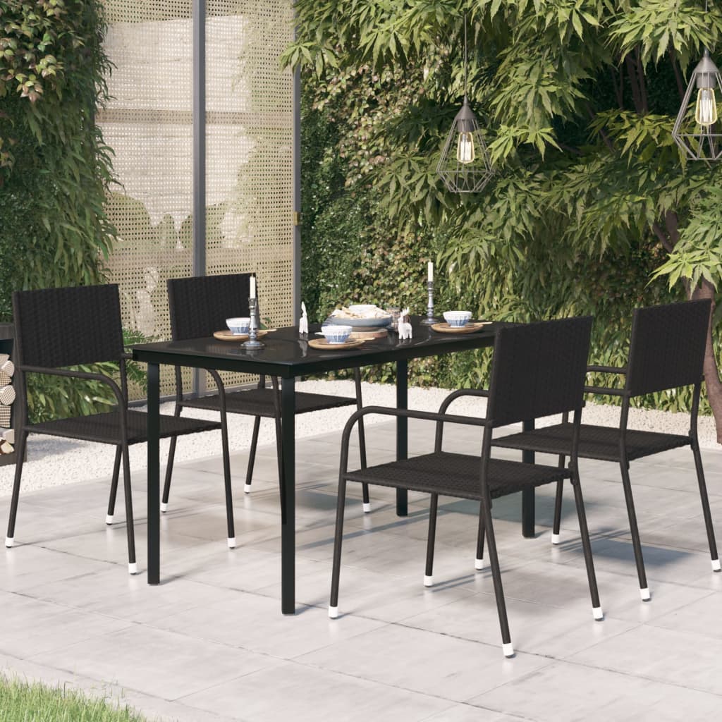 vidaXL Patio Dining Table Black 55.1"x27.6"x29.1" Steel and Glass