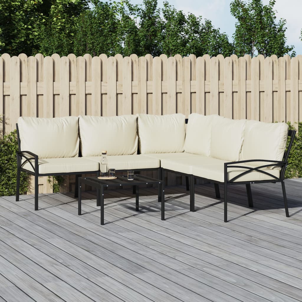 vidaXL 6 Piece Patio Lounge Set with Sand Cushions Steel