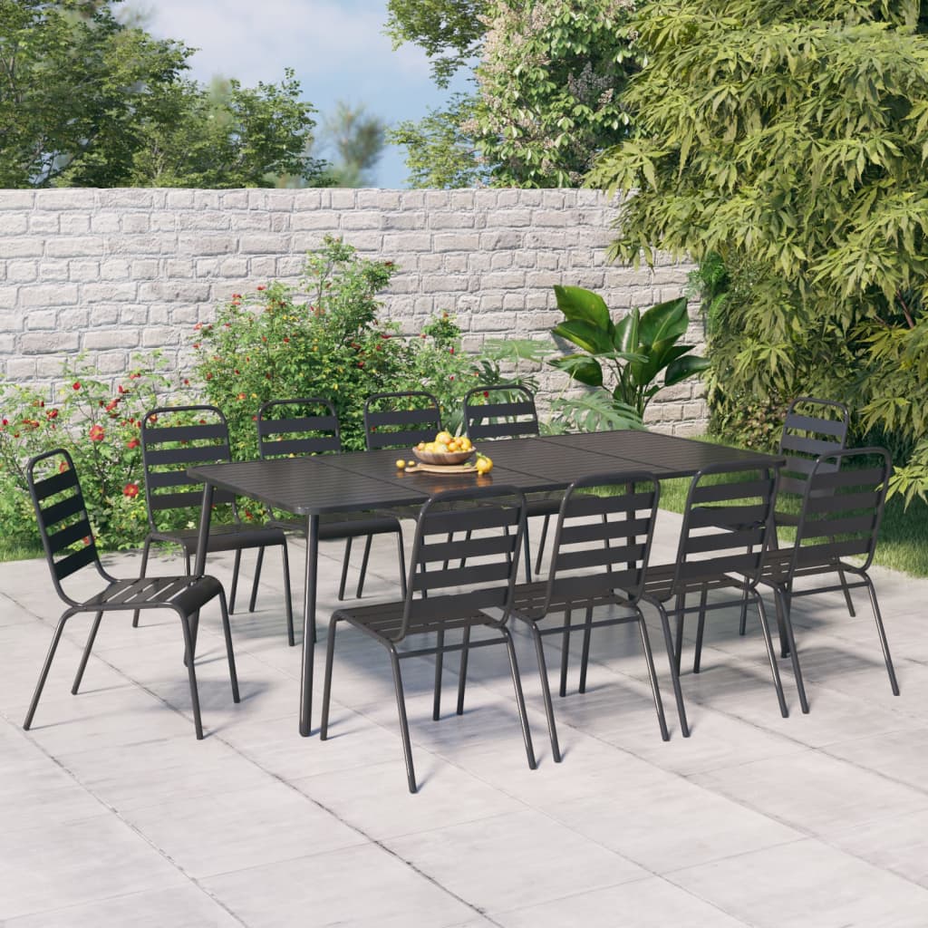 vidaXL 11 Piece Patio Dining Set Anthracite Steel