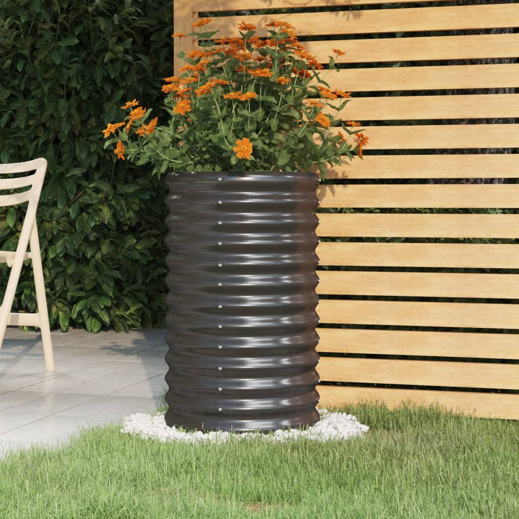 vidaXL Garden Planter Powder-coated Steel 15.7"x15.7"x26.8" Anthracite