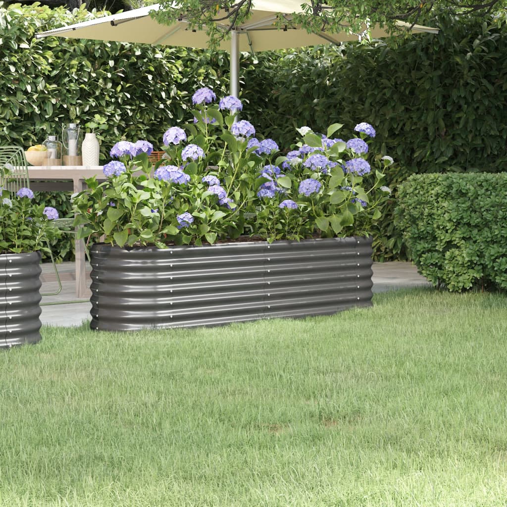 vidaXL Garden Raised Bed Powder-coated Steel 59.8"x15.7"x14.2" Gray