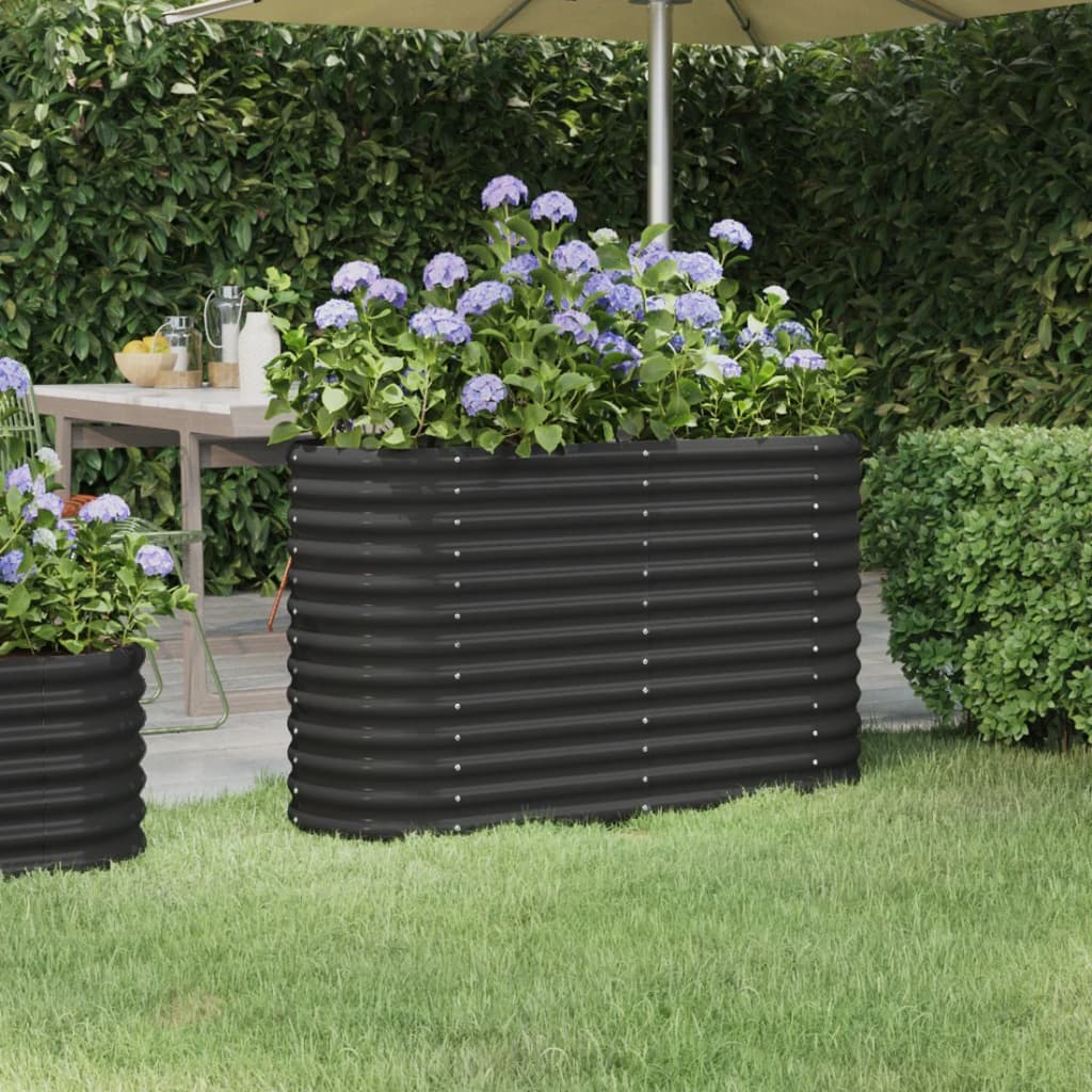 vidaXL Garden Raised Bed Powder-coated Steel 44.9"x15.7"x26.8" Anthracite